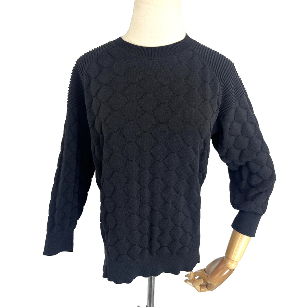 Ted‎ Baker Sweater Womens XS Black Textured Pullover Crewneck Knit Jumper Style